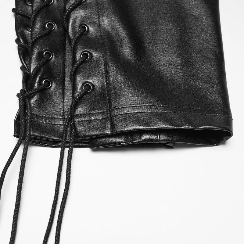 Punk-Leggings für Damen mit Nieten und Kordelzug