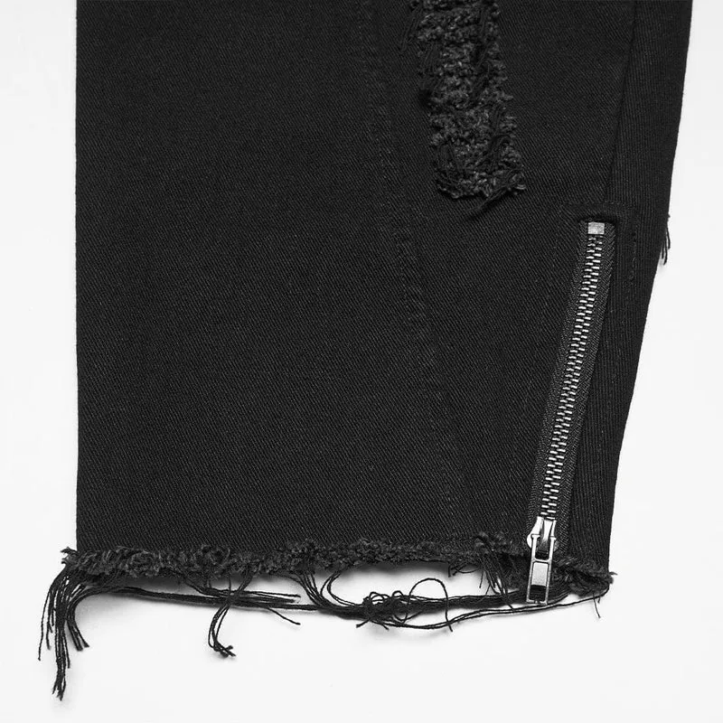 Punkige, zerrissene, ungesäumte, dekadente Jeans für Damen