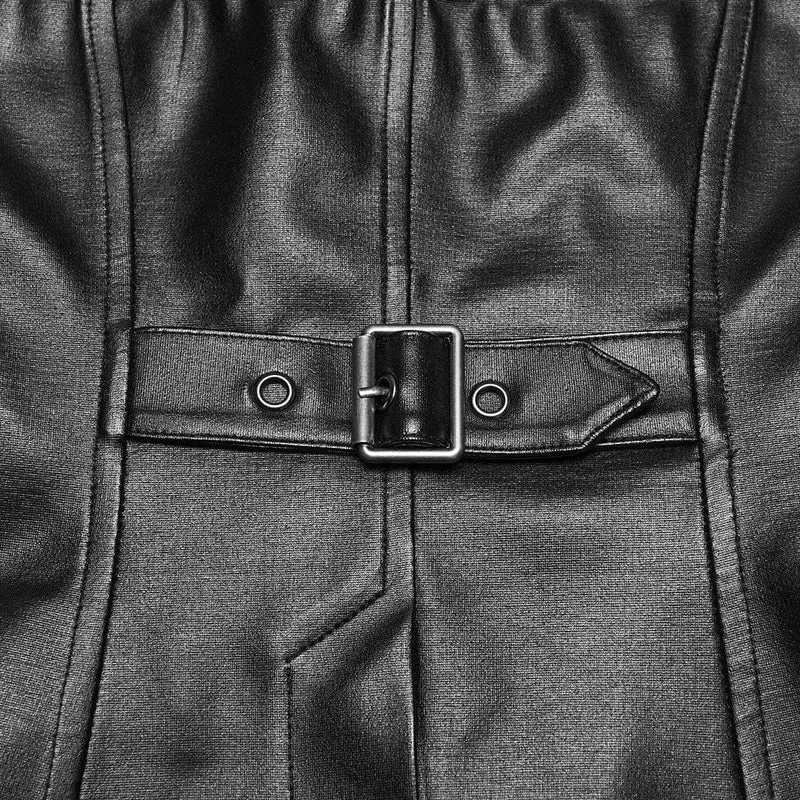 Punk-Neckholderweste für Damen mit Nietenriemen