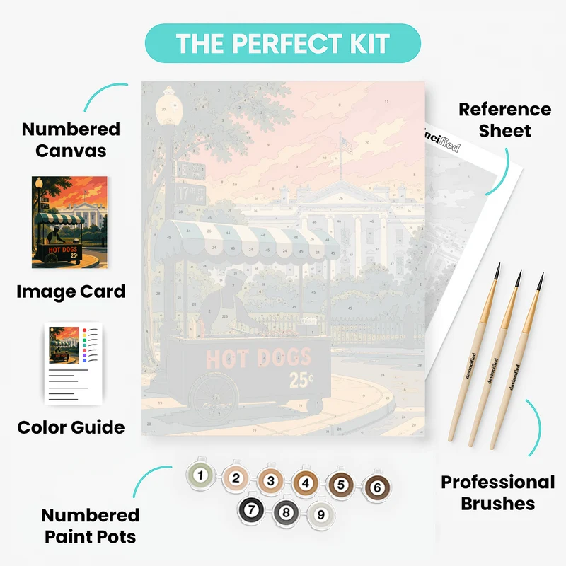 Hot Dog Cart at Dusk - Paint by Numbers Kit
