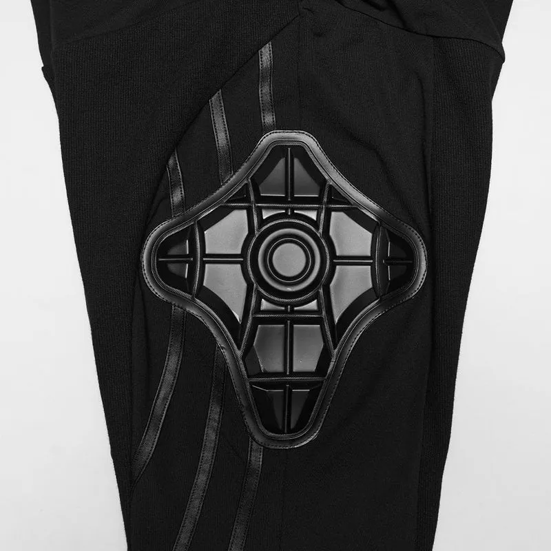 Schwarze Leggings für Damen mit Cyberpunk-Rüstungselementen
