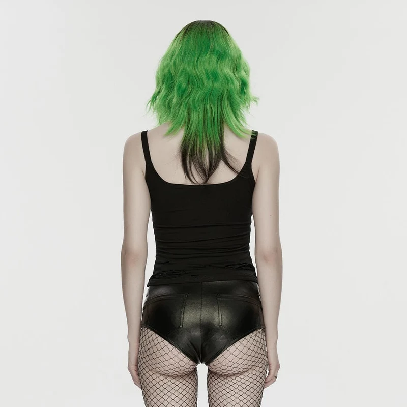 Punkige, hochgeschnittene, mit Nieten besetzte Hotpants für Damen