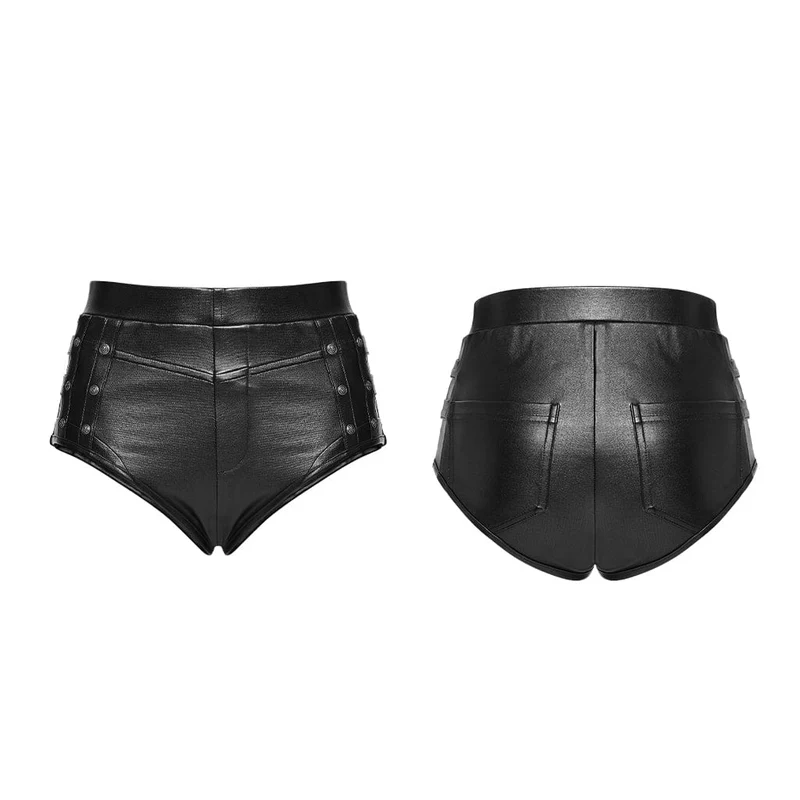 Punkige, hochgeschnittene, mit Nieten besetzte Hotpants für Damen