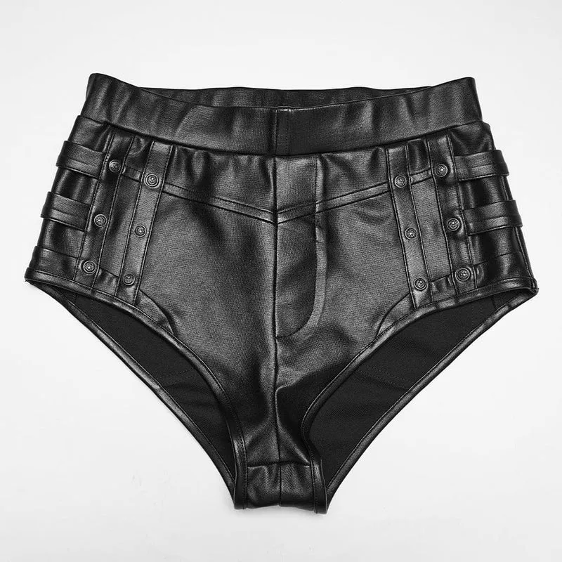 Punkige, hochgeschnittene, mit Nieten besetzte Hotpants für Damen