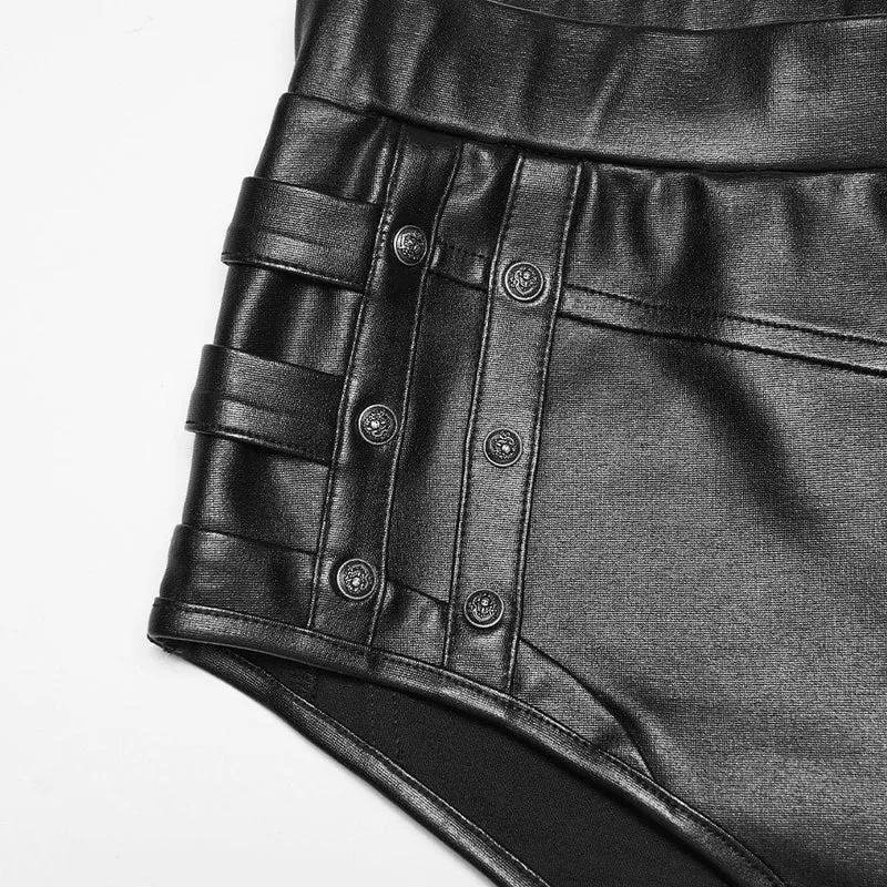 Punkige, hochgeschnittene, mit Nieten besetzte Hotpants für Damen