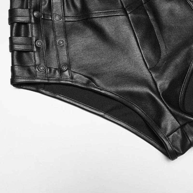 Punkige, hochgeschnittene, mit Nieten besetzte Hotpants für Damen