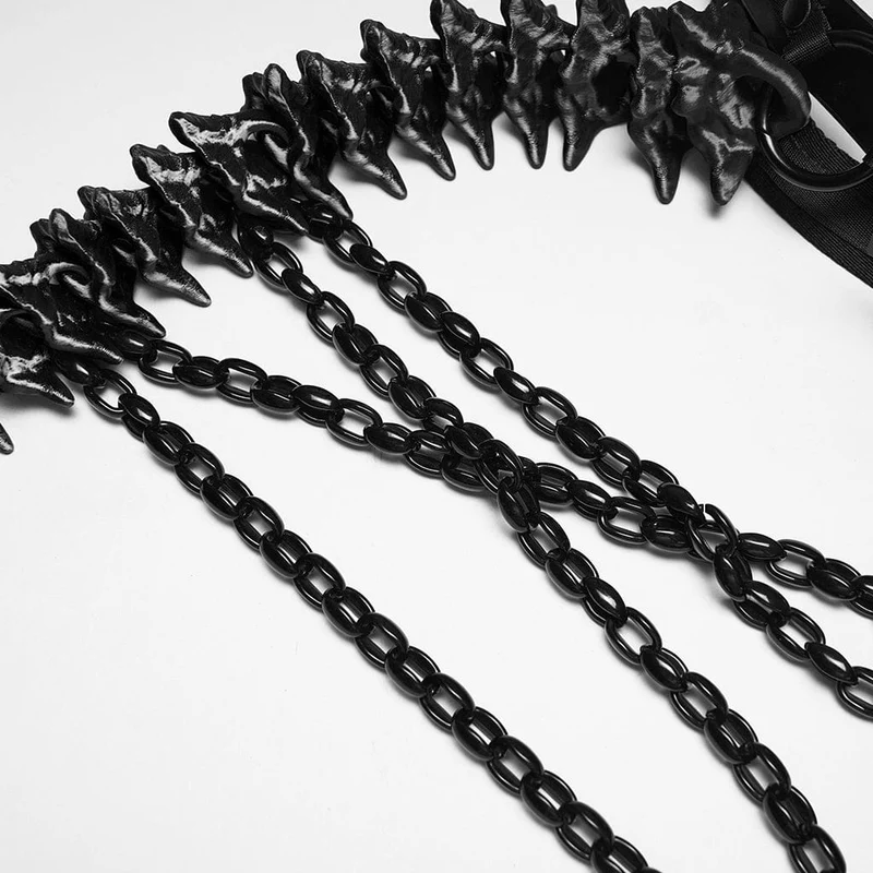 Schwarzes Punk-Skelett-Kettengeschirr für Damen
