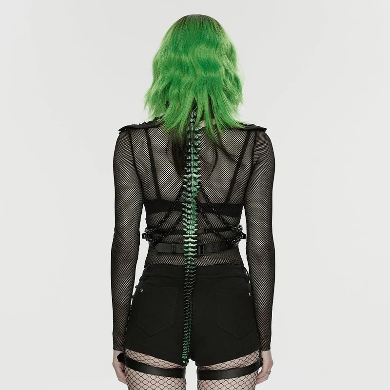 Punk-Skelett-Kettengeschirr für Damen, Schwarz-Grün