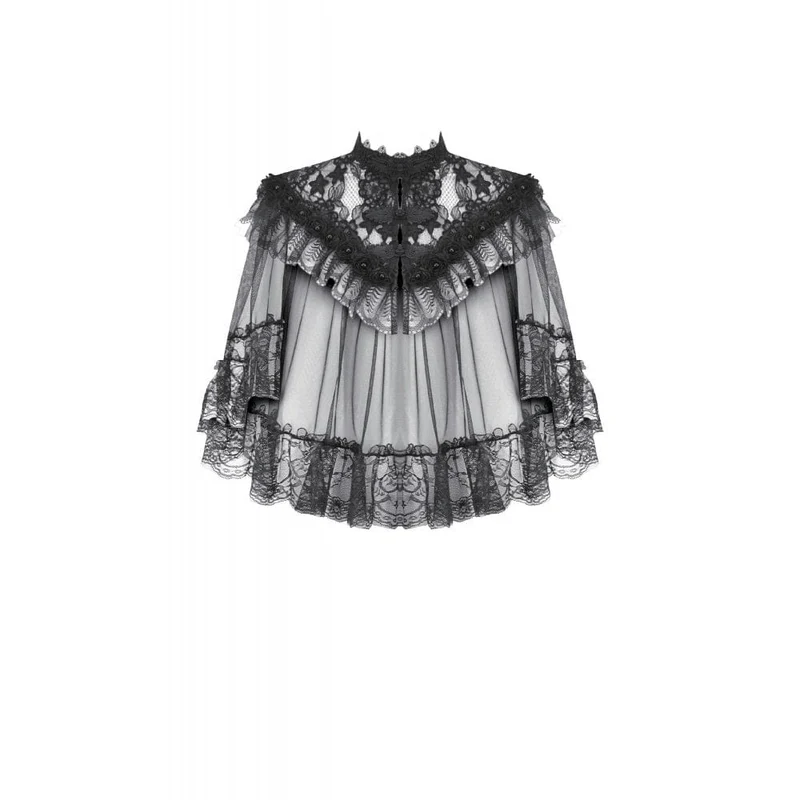 Gothic-Umhang für Damen mit floralem Spitzen-Patchwork-Muster