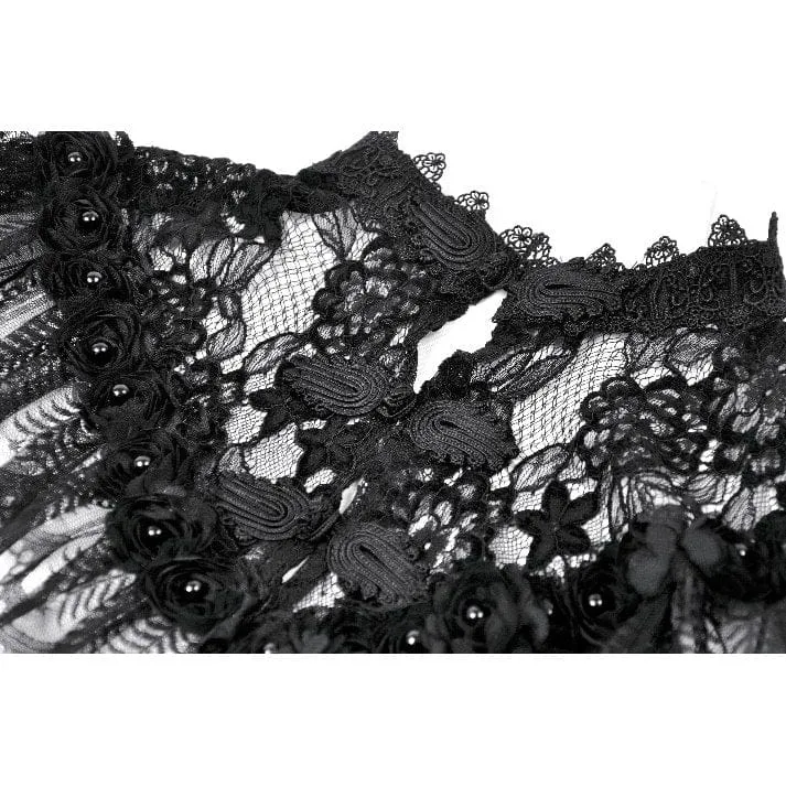 Gothic-Umhang für Damen mit floralem Spitzen-Patchwork-Muster