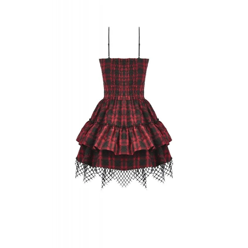 Grunge-Kleid mit Schnallenverschluss, kariert, für Damen, Abschlusskleid