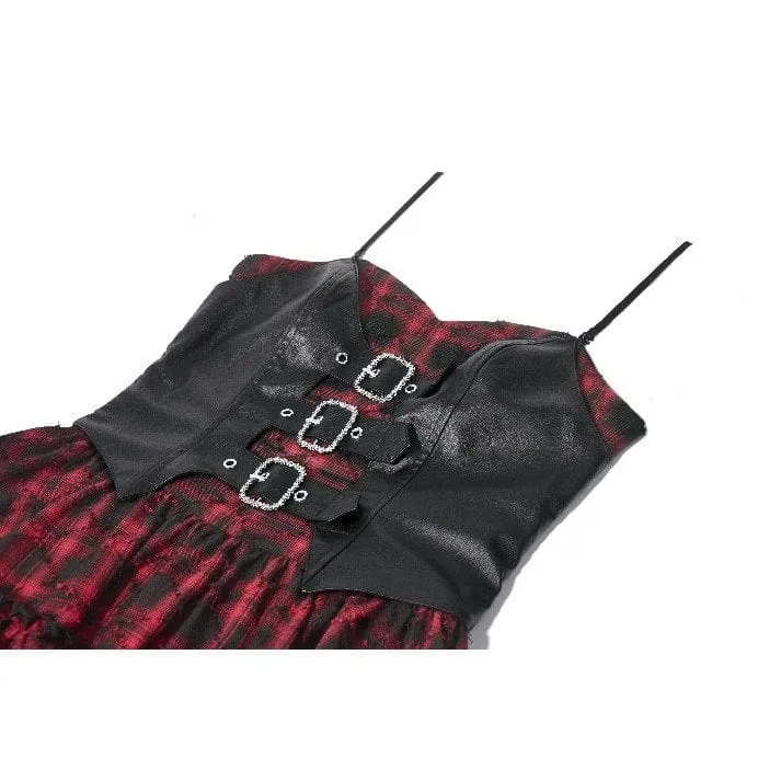 Grunge-Kleid mit Schnallenverschluss, kariert, für Damen, Abschlusskleid
