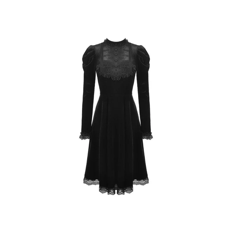 Vintage-Kleider aus Samt mit Spitzenkragen für Damen