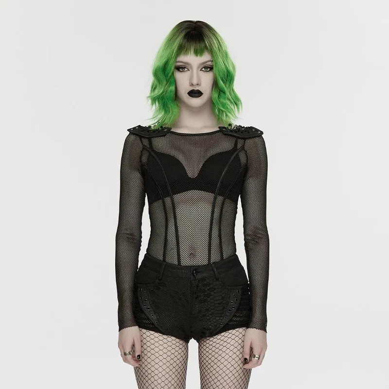 Punk-Shorts für Damen mit Ösen, Rissen und niedrigem Bund