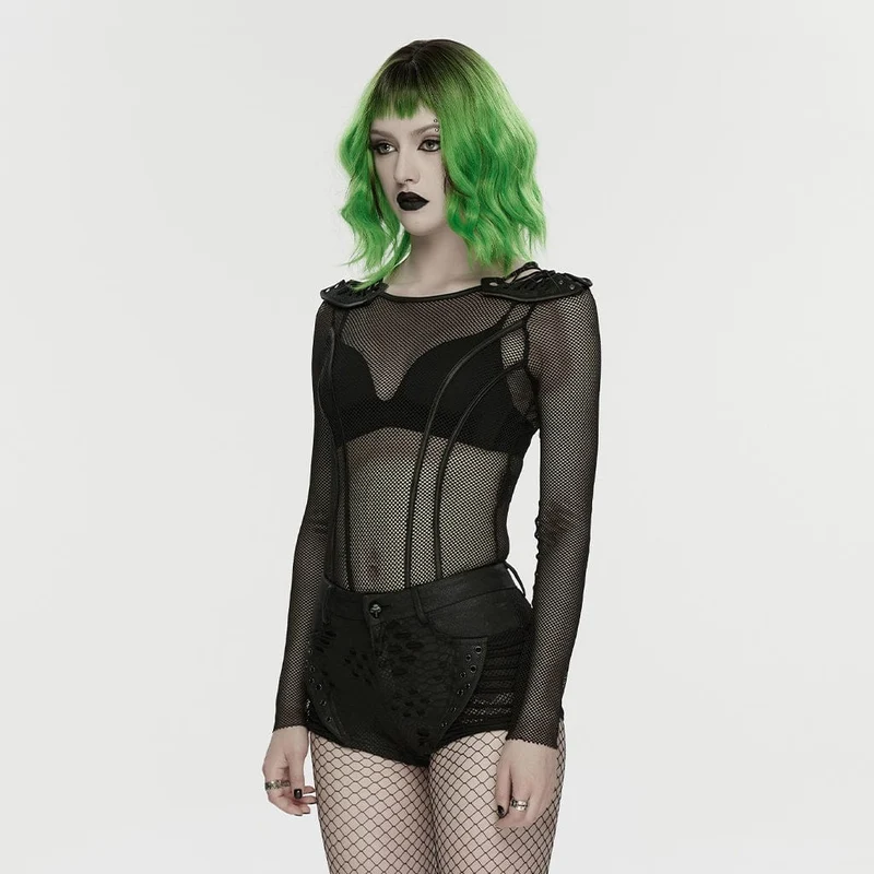 Punk-Shorts für Damen mit Ösen, Rissen und niedrigem Bund