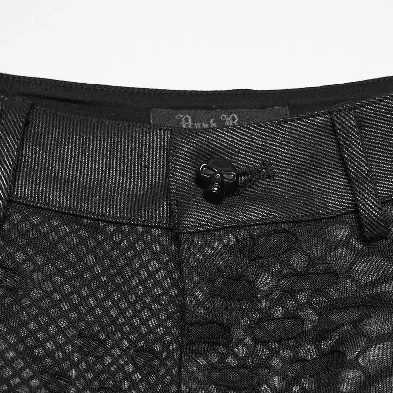 Punk-Shorts für Damen mit Ösen, Rissen und niedrigem Bund