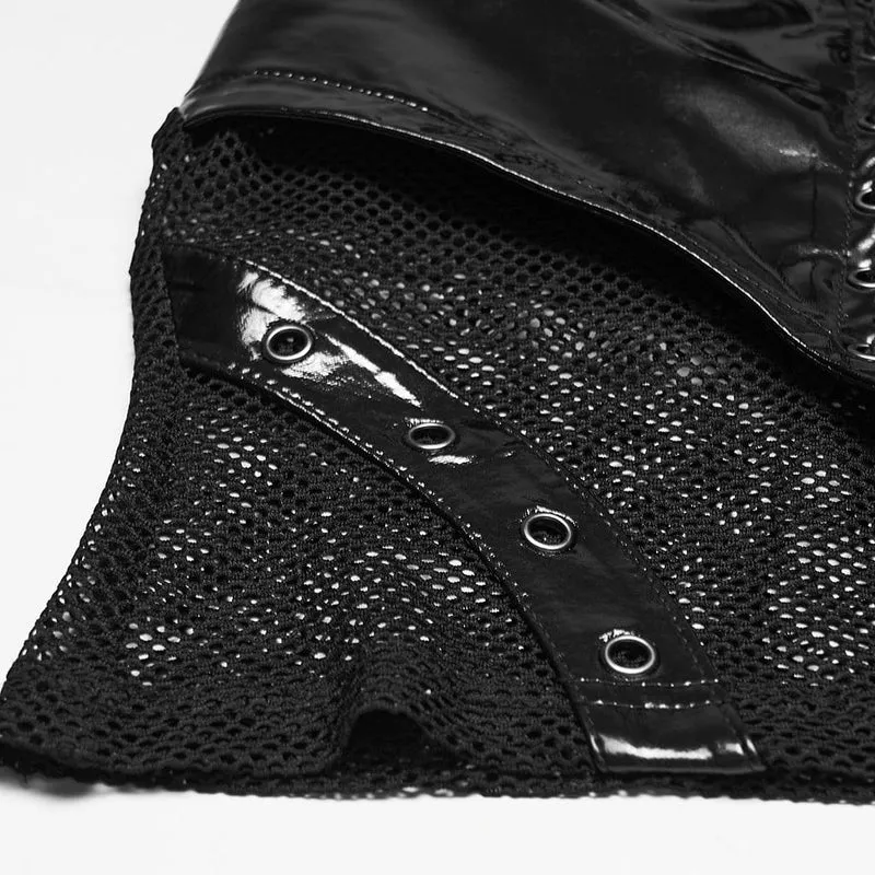 Punk-Tanktop für Damen mit Neckholder und Mesh-Einsätzen