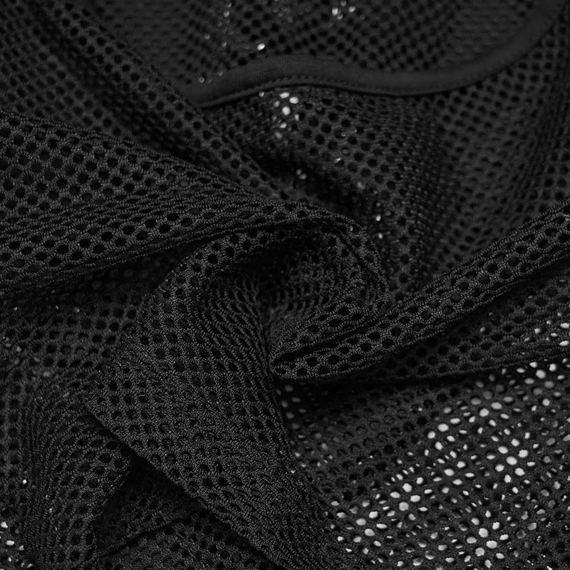 Punk-Tanktop für Damen mit Neckholder und Mesh-Einsätzen