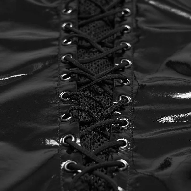 Punk-Kleid für Damen mit Schnallenriemen, Cut-out-Mesh-Einsätzen