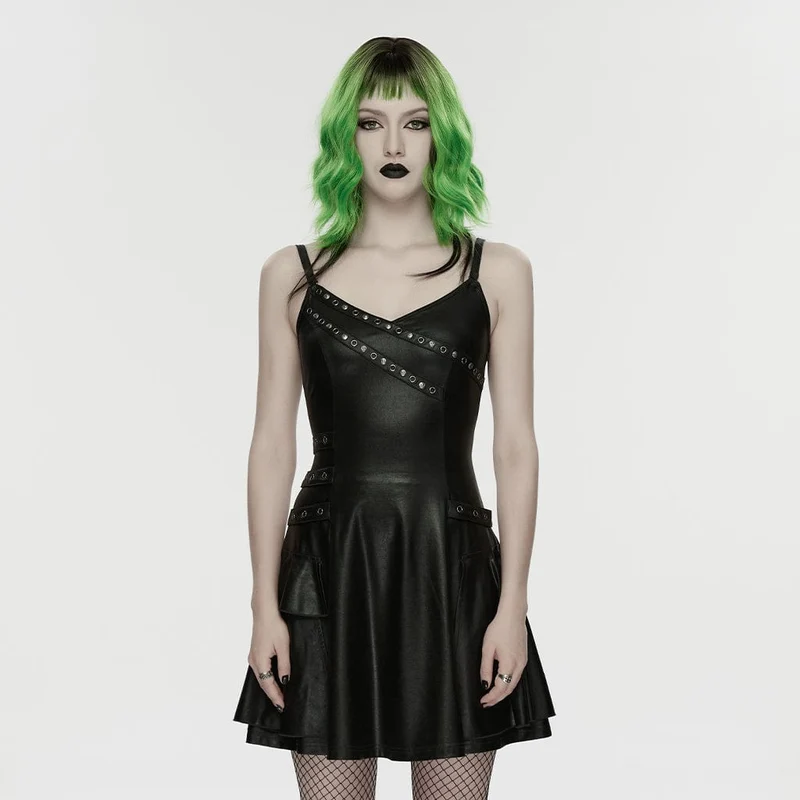 Punk-Schnürkleid mit Ösenriemen für Damen, Abschlusskleid