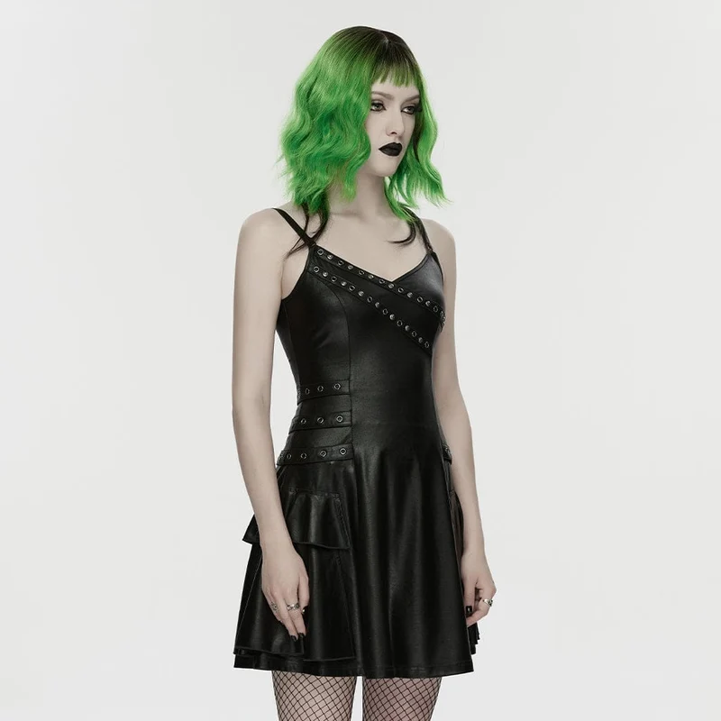 Punk-Schnürkleid mit Ösenriemen für Damen, Abschlusskleid