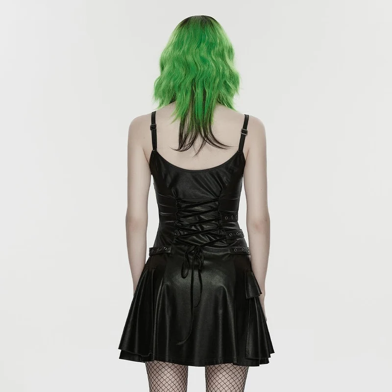 Punk-Schnürkleid mit Ösenriemen für Damen, Abschlusskleid