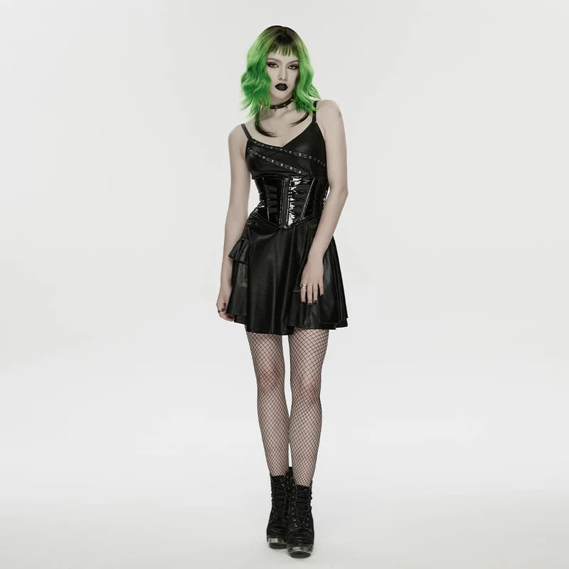 Punk-Schnürkleid mit Ösenriemen für Damen, Abschlusskleid