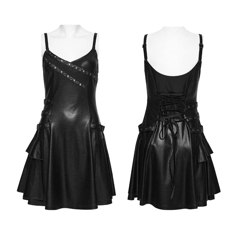 Punk-Schnürkleid mit Ösenriemen für Damen, Abschlusskleid