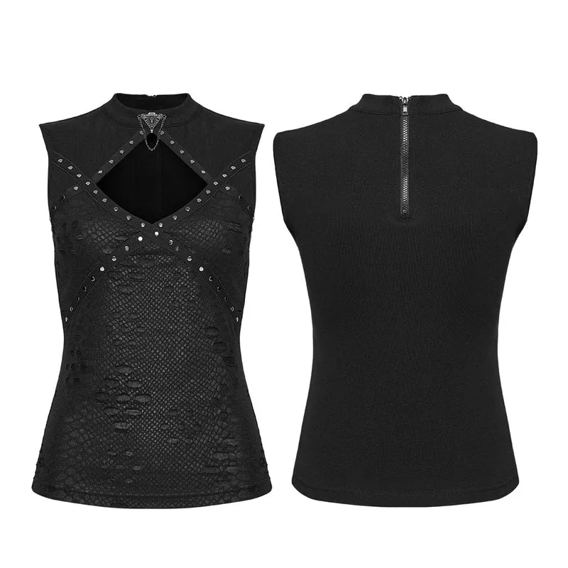 Punk-Tanktop für Damen mit Cut-Outs und Nieten