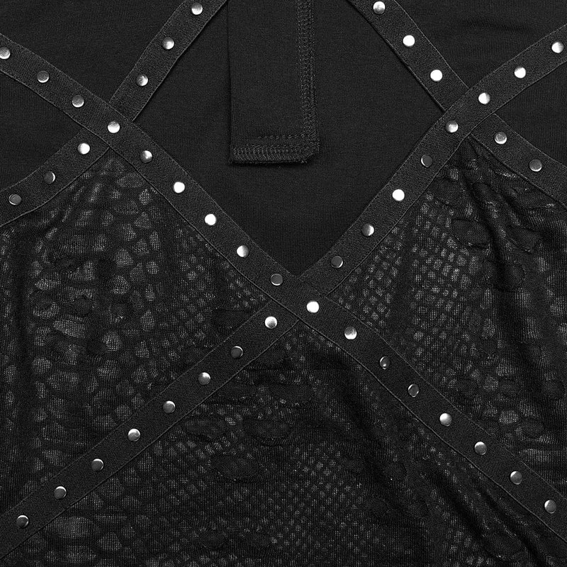 Punk-Tanktop für Damen mit Cut-Outs und Nieten
