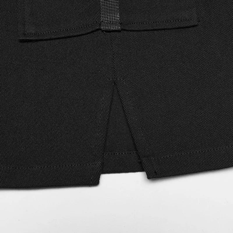 Punkrock für Damen mit Totenkopfstickerei und großen Taschen