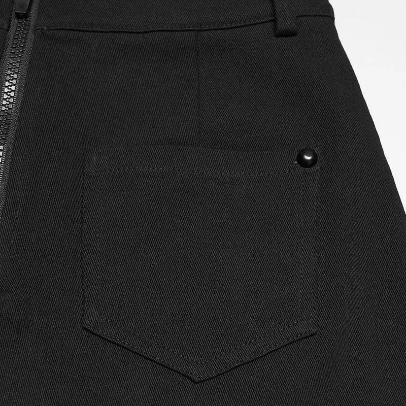 Punkrock für Damen mit Totenkopfstickerei und großen Taschen