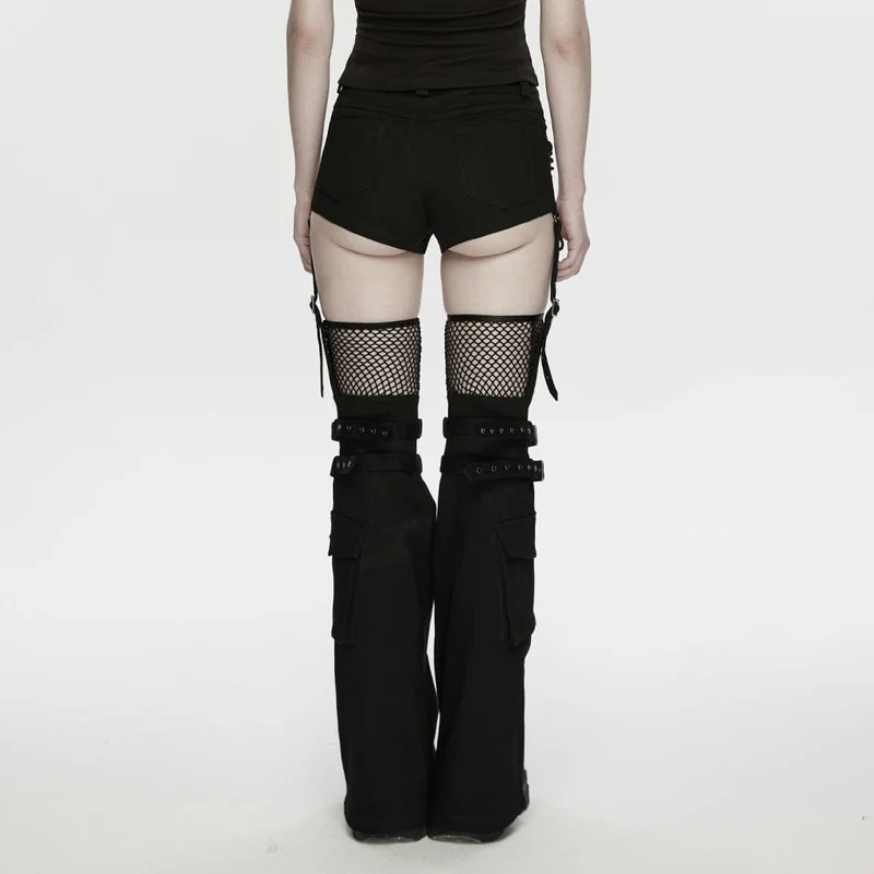 Punk-Shorts für Damen mit Schnürung und abnehmbaren Hosenbeinen