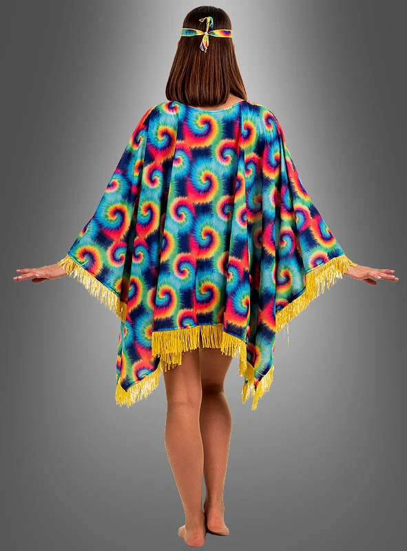 Hippie Poncho für Damen mit Batik-Muster