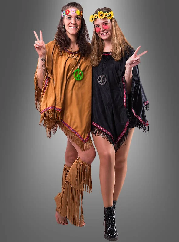 Wandelbarer Poncho mit Fransen Hippie Indianer