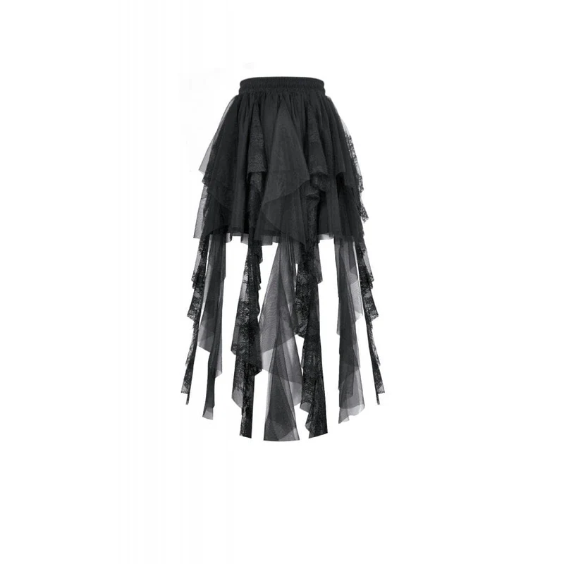 Gothic-Lagenrock aus Spitze und Netzstoff für Damen