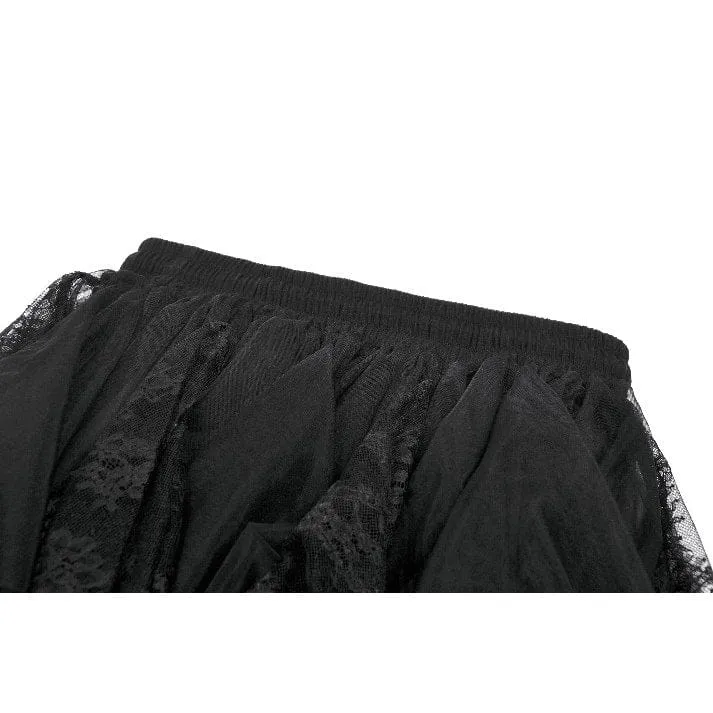 Gothic-Lagenrock aus Spitze und Netzstoff für Damen