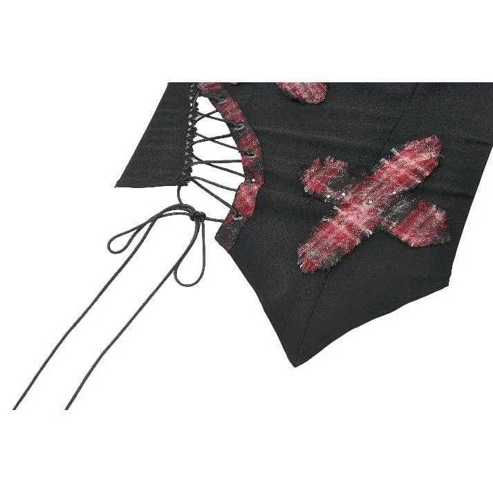 Punk-Bustier mit Lochmuster und Karomuster für Damen