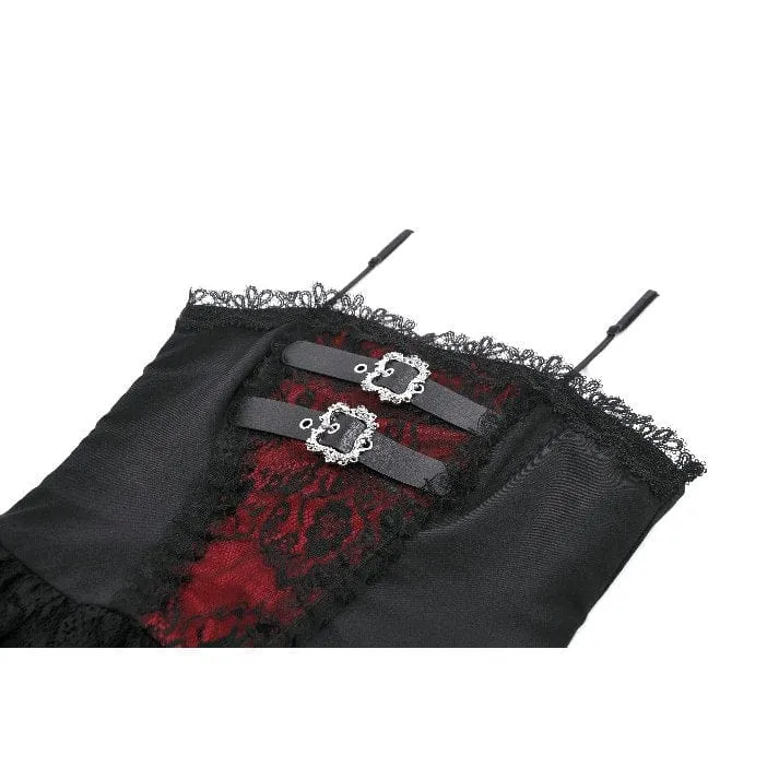 Damen-Grunge-Kleid mit kontrastfarbener Spitze, Stufenrock, Abschlusskleid