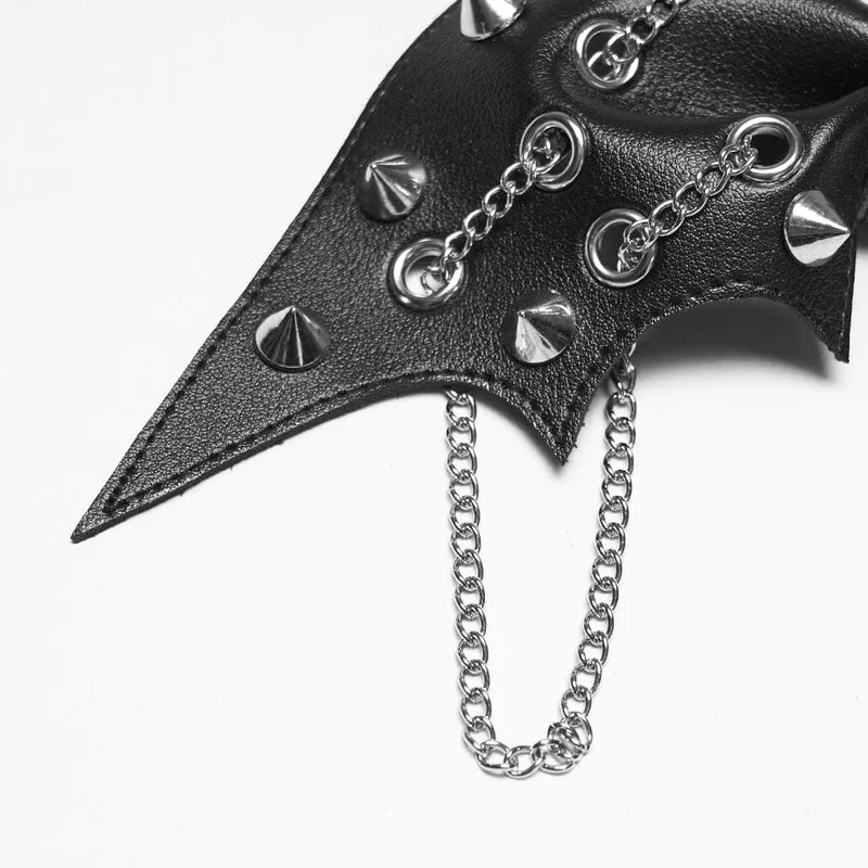 Punk-Haarspange mit Nieten und Fledermaus-Schleife für Damen, schwarz-silber