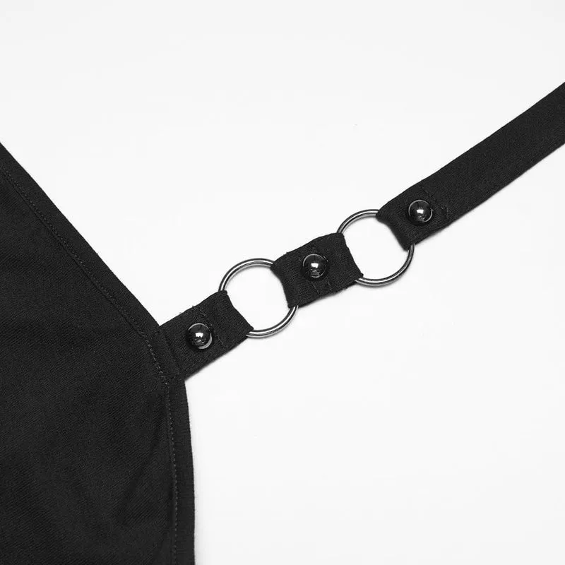 Punk-Kleid für Damen mit Schnürung, unregelmäßigem Saum und Neckholder