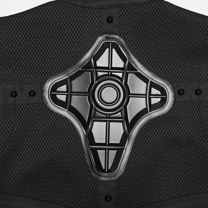 Schwarzes Cyberpunk-Tanktop für Damen mit Cut-outs und Nietenbesatz