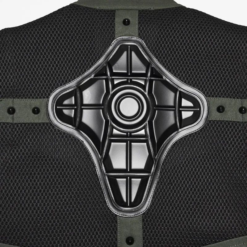 Cyberpunk-Weste für Damen mit Cut-outs, Nieten und mechanischem Design, Schwarz-Grün