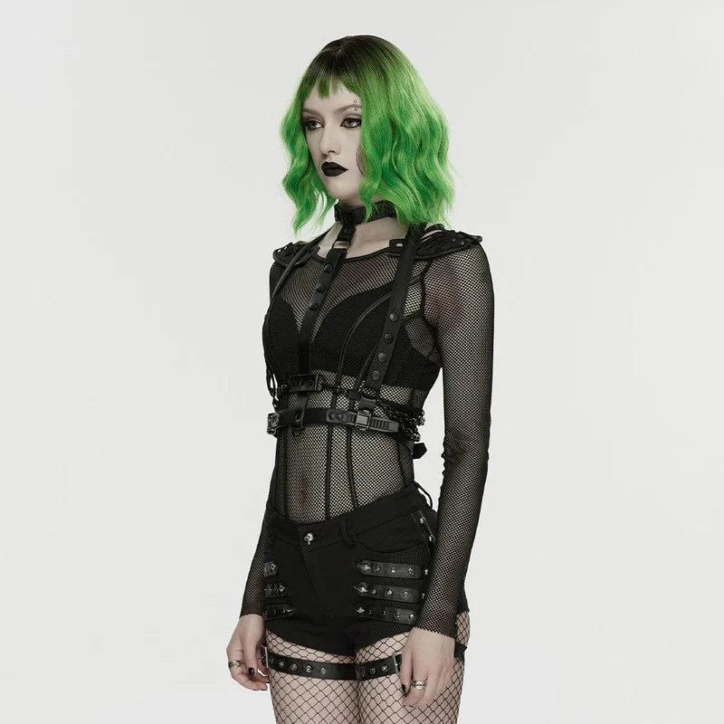 Punk-Nieten-Shorts für Damen mit abnehmbaren Beinschlaufen