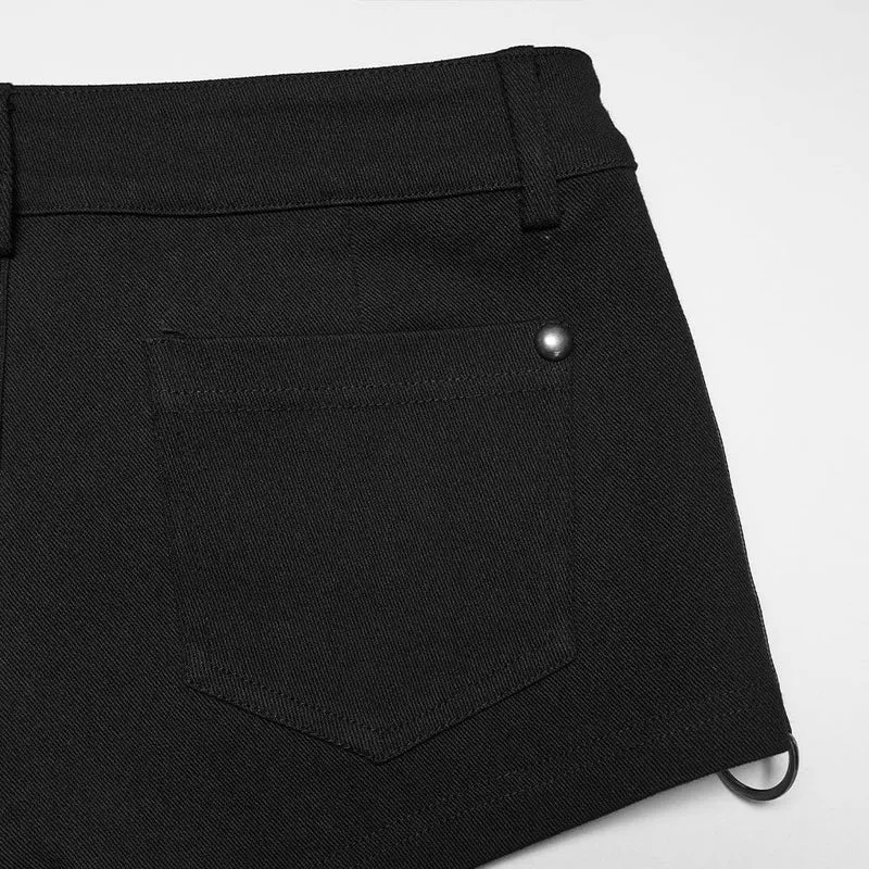 Punk-Nieten-Shorts für Damen mit abnehmbaren Beinschlaufen