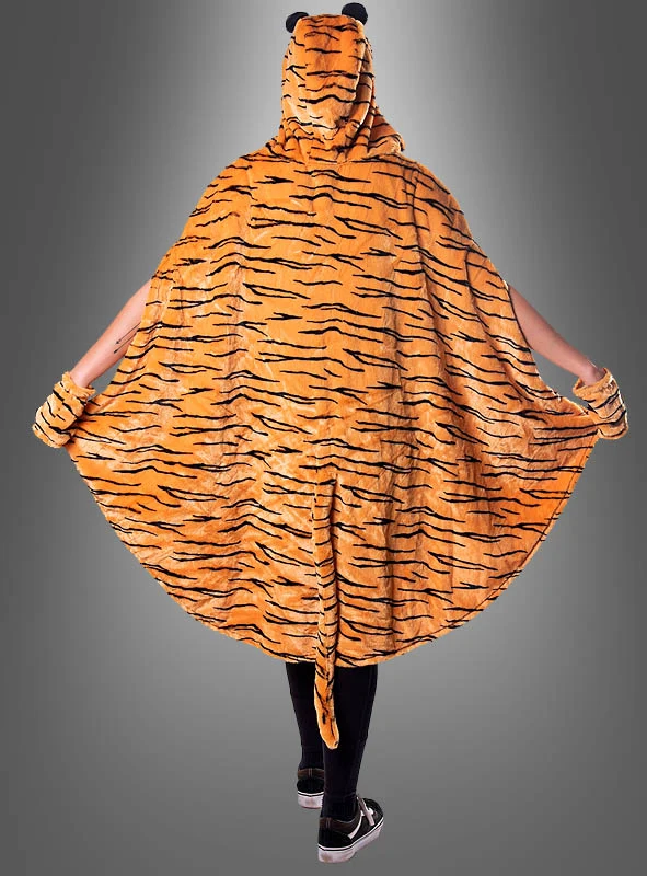 Tiger Poncho aus hochwertigem Plüsch S-XXXL