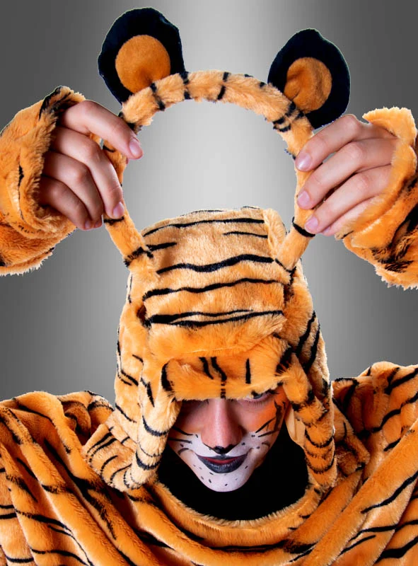 Tiger Poncho aus hochwertigem Plüsch S-XXXL