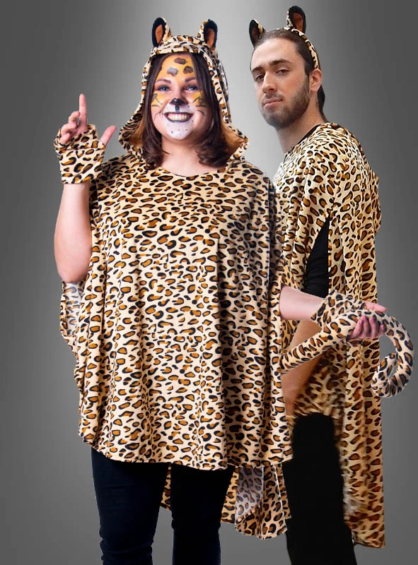 Plüsch Leopard Poncho S-XXXL