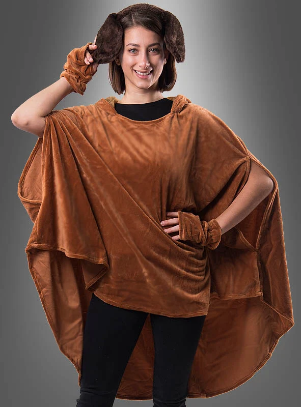 Wandelbarer brauner Poncho aus Plüsch XS-XXXL