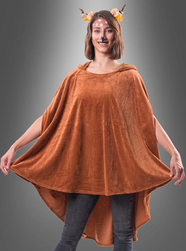 Wandelbarer brauner Poncho aus Plüsch XS-XXXL
